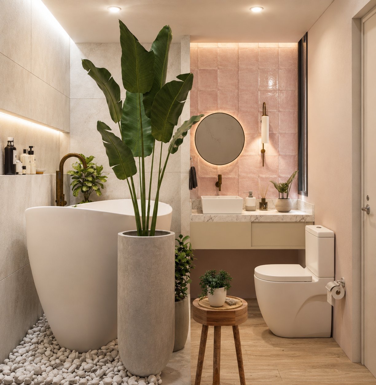 Interior residencial con paleta neutra